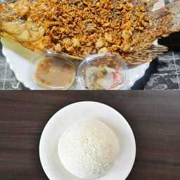 [เซตสุดฮิต] ปลาทอดกระเทียมพริกไทย size XL + ข้าวสวย