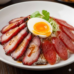 ข้าวหมูแดงกุนเชียงฟรีไข่