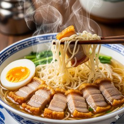 บะหมี่หมูกรอบฟรีไข่ต้ม