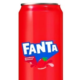 แฟนต้า กลิ่นสตรอเบอรี่ กระป๋อง 325 ml + น้ำแข็ง 1 แก้ว