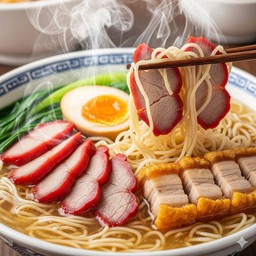 บะหมี่หมูแดงหมูกรอบฟรีไข่