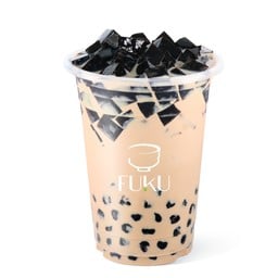 ดับเบิ้ลแบลคชานมสูตรไลท์ (ชานมใส่ไข่มุกบราวน์ชูการ์+เฉาก๊วย)