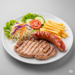 สเต็ก+ไส้กรอกเยอรมัน