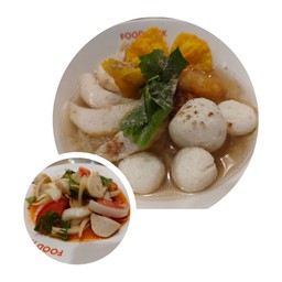 เกาเหลาลูกชิ้นปลา + ยำลูกชิ้นปลา