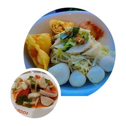 ก๋วยเตี๋ยวแห้ง + ยำลูกขึ้นปลา