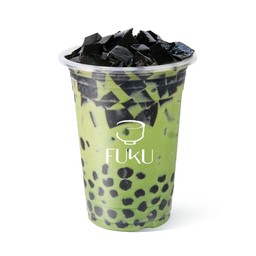 ดับเบิ้ลแบลคมัทฉะนมสดเข้มข้น (ชาเขียวนมสดสูตรเข้มข้นใส่+เฉาก๊วย)