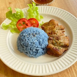 ข้าวสเต็กไก่ย่าง+ไข่ดาว