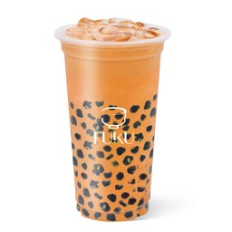 ชาไทยสูตรเข้มข้นใส่ไข่มุกบราวน์ชูการ์ 4 ช็อต