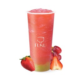 ชาสตรอว์เบอร์รีปั่น ใส่เนื้อองุ่น