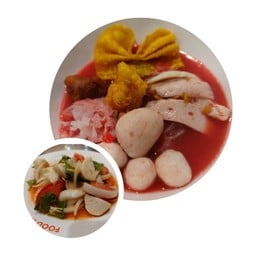 ก๋วยเตี๋ยวเย็นตาโฟ + ยำลูกชิ้นปลา