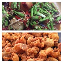 ส้มตำถั่วหนังไก่ทอด.