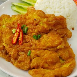 ไข่เจียวกุ้งสับ (ราดข้่าว)