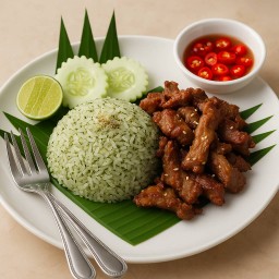 ข้าวผัดมรกตหมูทอดแดดเดียว