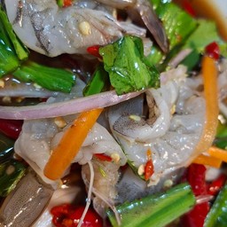 ยำกุ้งสด,กุ้งสุก