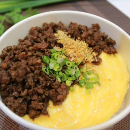 ข้าวไข่ข้น หมูสับผัดซีอิ๊ว