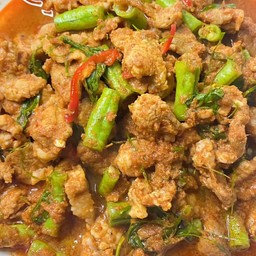 D1 ข้าว+ผัดพริกแกงหมูสับ/หมูชิ้น/ไก่
