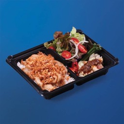 ข้าวอบหมูกระเทียมพริกไทย+มินิสลัด+มินิทานเล่น