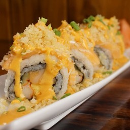 แซลมอนโรสซอสสไปซี่ เทมปุระ4ชิ้นใหญ่(แป้งเทมปุระ กรอบ ใหม่ ไม่เหม็นหืน)