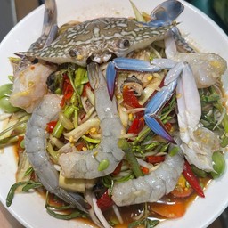 ตำป่าปูม้า+กุ้งสด