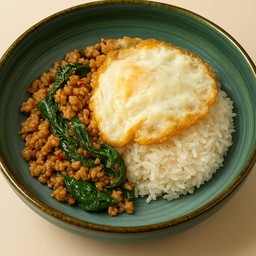 ข้าวกระเพราะหมูสับ+ไข่ดาว