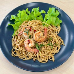 สปาเกตตี้ กะเพรากุ้ง สูตรแซ่บ