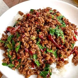 ข้าวเนื้อเดือด (หมู) บ้านสวนแซ่บ(รับสแกนคนละครึ่งโทร085-1113876) อัมพวา