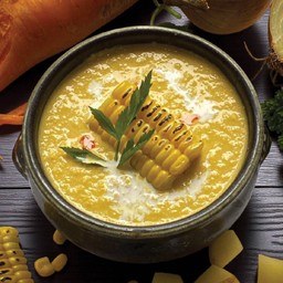 ซุปข้าวโพด ขนมปังชีส