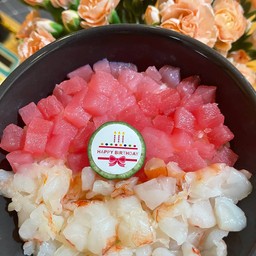 ข้าวทูน่าสด+กุ้งหวาน