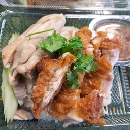 ข้าวมันไก่ผสม ไก่ต้มผสมไก่ทอด