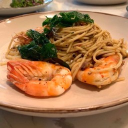 สปาเก๊ตตี้ขี้เมากุ้ง spaghetti with spicy shrimp