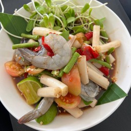 ตำไหลบัวกุ้งสด/กุ้งสุก