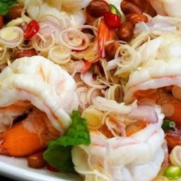 ยำตะไคร้กุ้งสด