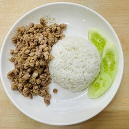 ข้าวหมูสับทอดกระเทียม