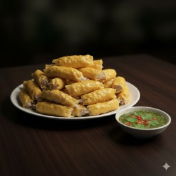 เกี๊ยวหมูเด้ง  พร้อมน้ำจิ้มซีฟู๊ด ( ชุดใหญ่ ) Bouncy pork dumplings