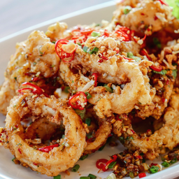 กับข้าวหมึกคั่วพริกเกลือ