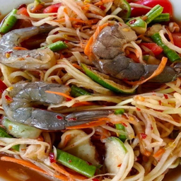 ส้มตำปูปลาร้ากุ้งสด (ใหญ่)