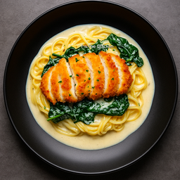 สปาเก็ตตี้ไก่ทงคัตสึครีมผักโขม