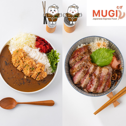 [Set มูกิสุดคุ้ม F] ข้าวแกงกะหรี่หมูคัตสึ+ข้าวสเต๊กเนื้อวากิว