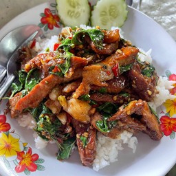 กะเพราหมูย่าง