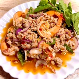 ลาบหมูสับ+กุ้งสุก