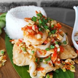 หมึก+กุ้งคั่วพริกเกลือ