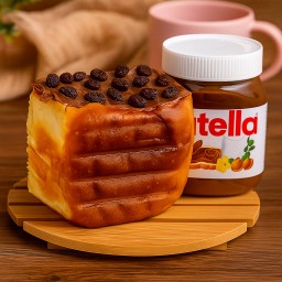 ปังปิ้งไส้ นูเทลล่า+ลูกเกด