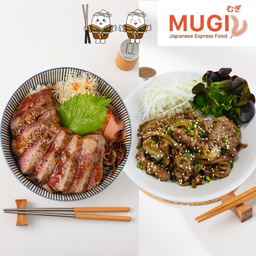 [Set มูกิสุดคุ้ม A] ข้าวสเต๊กเนื้อวากิว+ข้าวหน้าเนื้อวากิวสไลด์โชยุ