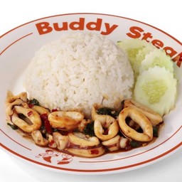 ข้าวกะเพราปลาหมึก