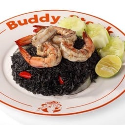 ข้าวผัดซอสหมึกดำกุ้ง