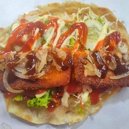 เบอร์เกอร์แป้งโรตีไส้กุ้ง