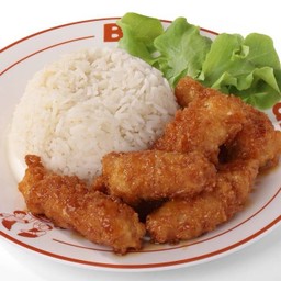 ข้าวไก่กรอบซอสเกาหลี (ไม่เผ็ด)