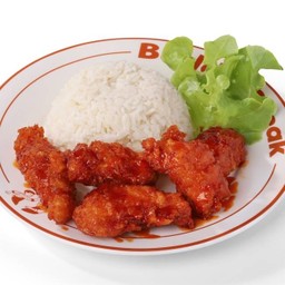 ข้าวไก่กรอบซอสเกาหลี (เผ็ด)