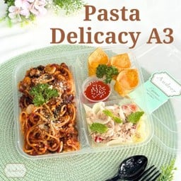 ครบรสอิ่มคุ้มในกล่องเดียว  Pasta Delicacy A3 สปาเก็ตตี้หอยลายผัดน้ำพริกเผา / เกี๊ยวกรอบห่อชีส / สลัดทูน่ารสแซ่บ