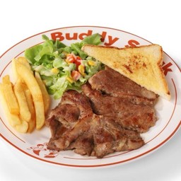 สเต็กหมูสันคอพริกไทยดำ